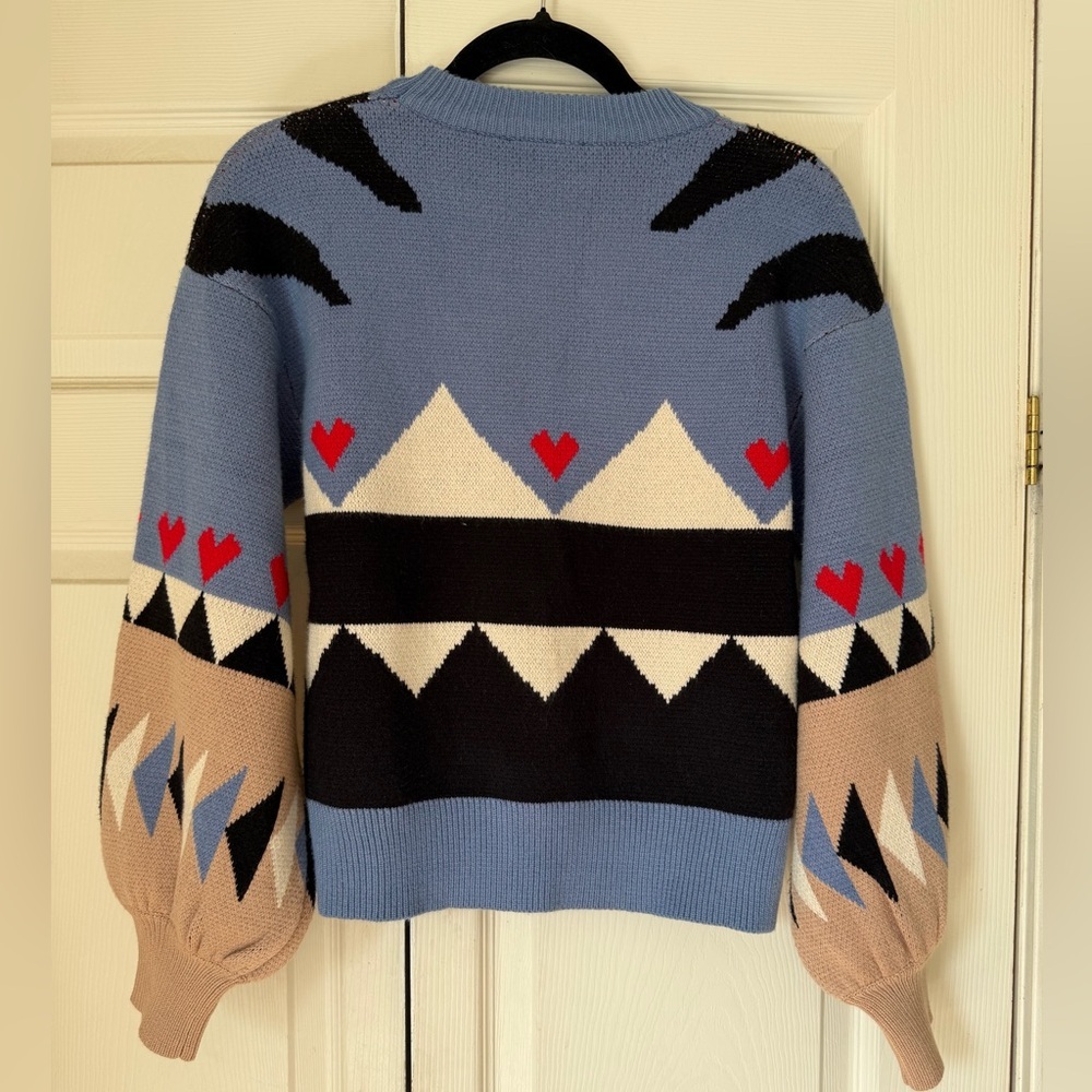 NWT THML Blue and Black Graphic Sweater - Picture 2 of 3